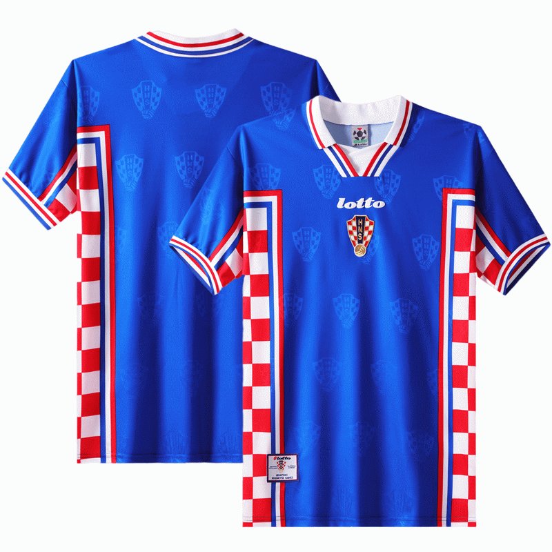 Kroatia Bortedrakt 1998 Fotballdrakter Retro Kortermet Herre