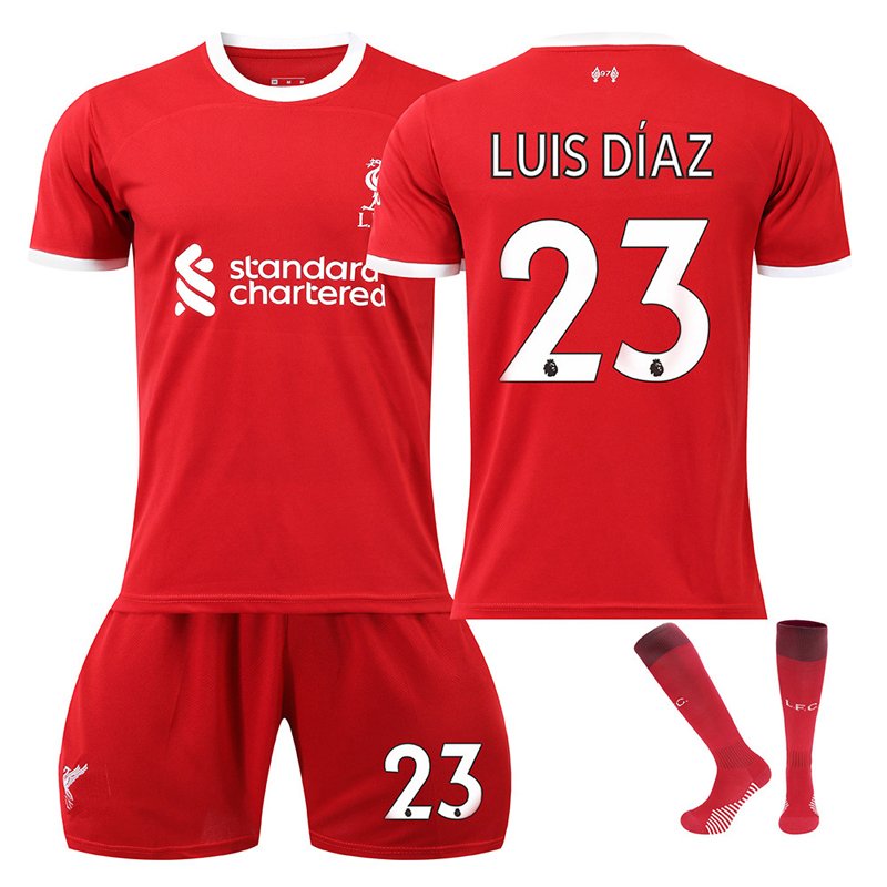 Luis Díaz #23 Liverpool FC Hjemmedrakt 2023-24 Kortermet + Korte bukser Dri-FIT fotballdrakt til herre