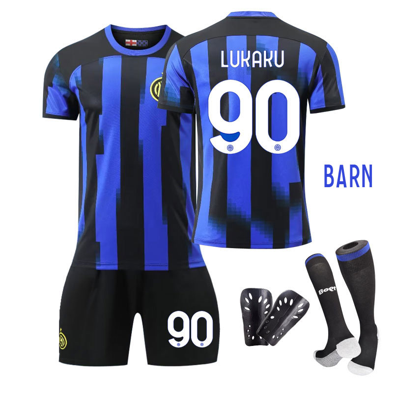 Lukaku #90 Inter Milan Hjemmedrakt 2023/24 Barn Kortermet + Korte bukser