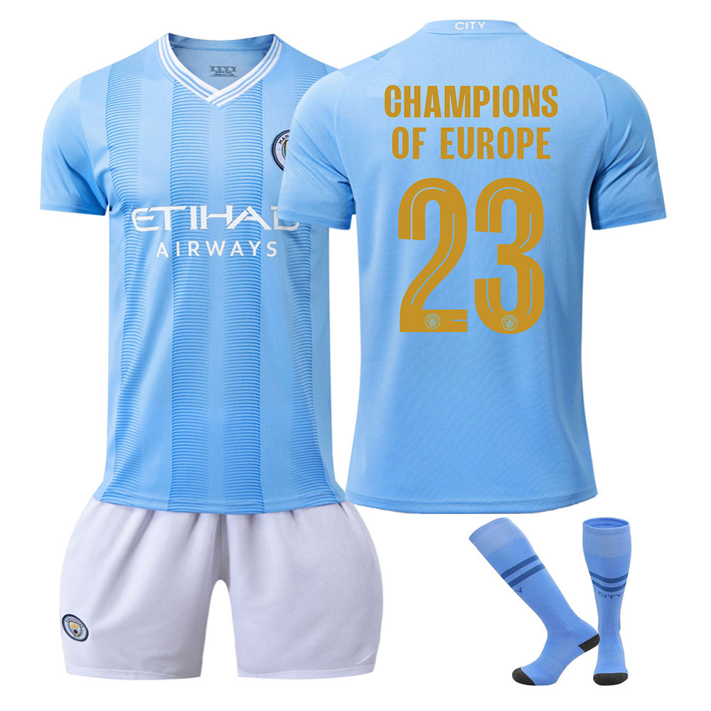 Manchester City 2023-2024 Herre Hjemmedrakt Med Champions Of Europe trykk