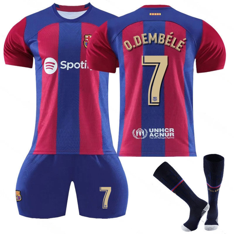 O.DEMBELE #7 FC Barcelona Herre Hjemmedrakt 2023/24 Kortermet + Korte bukser