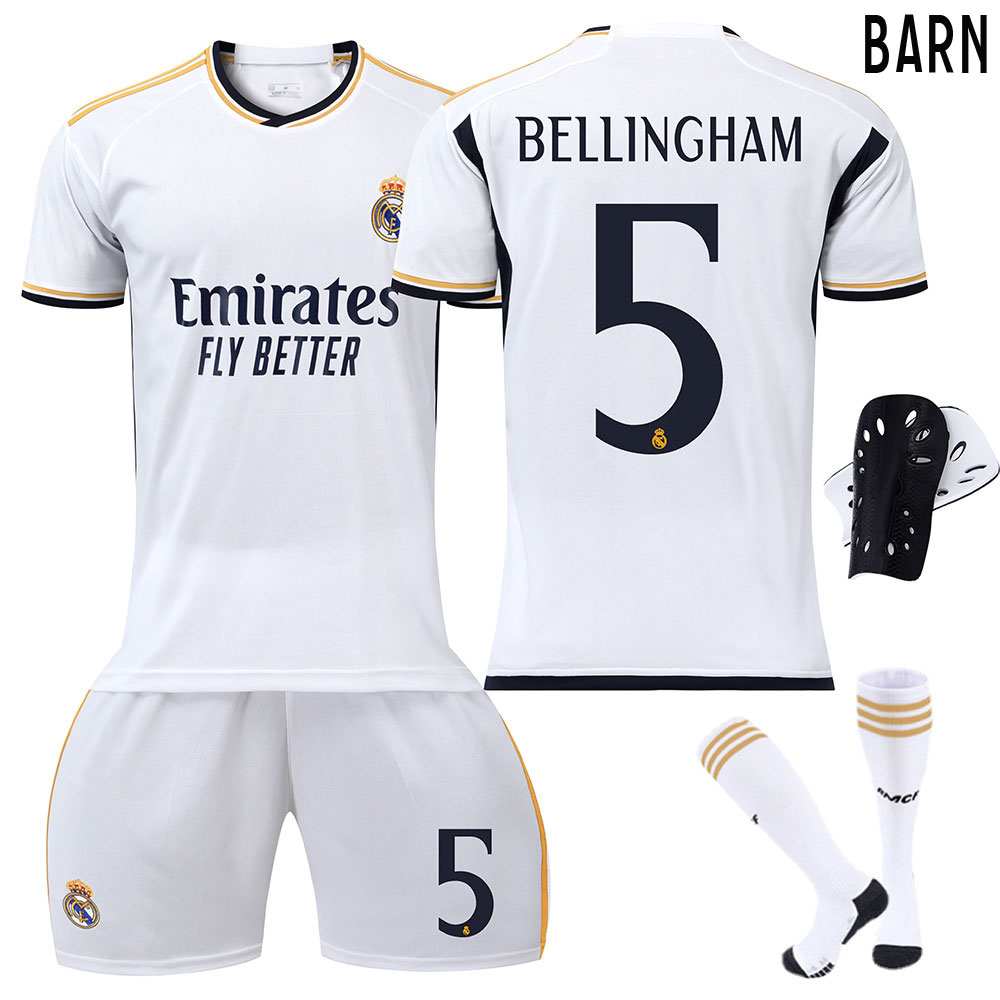 Real Madrid Barn Hjemmedrakt 2023-2024 Kortermet + Korte bukser Jude Bellingham 5