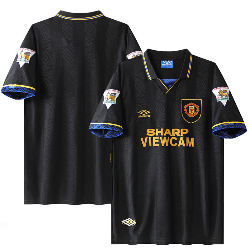 Retro Fotballdrakter Manchester United Bortedrakt 1993-95 Sort Kortermet - Herre