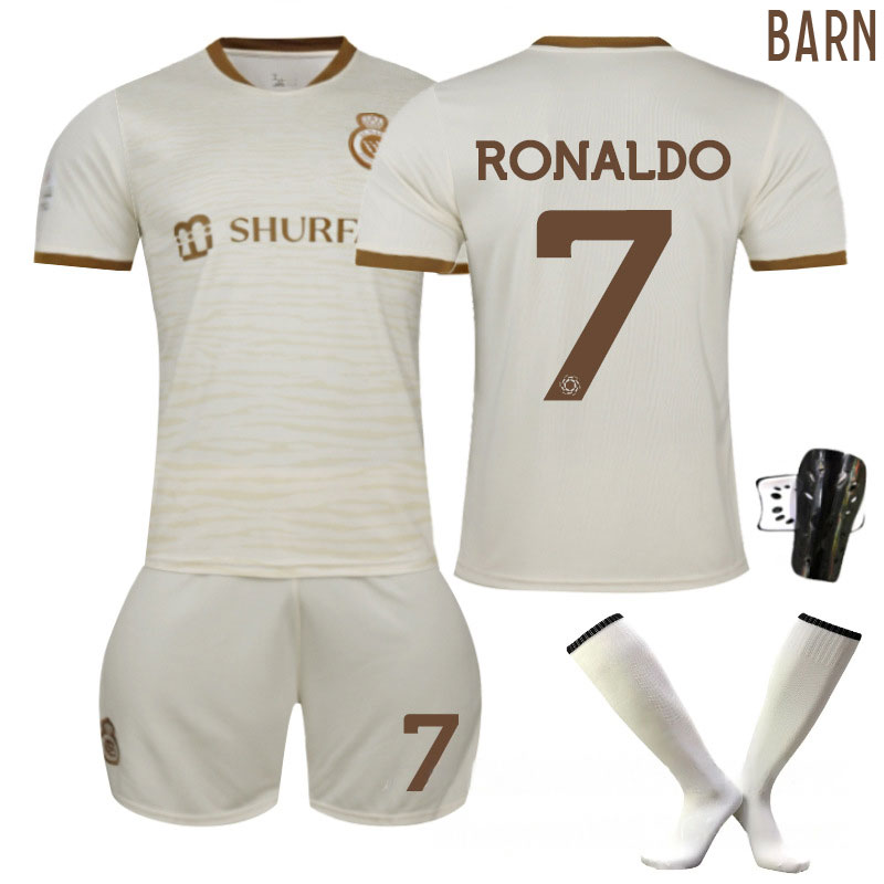 Ronaldo #7 Al Nassr Tredjedrakt 2022/23 Barn Kortermet + Korte bukser
