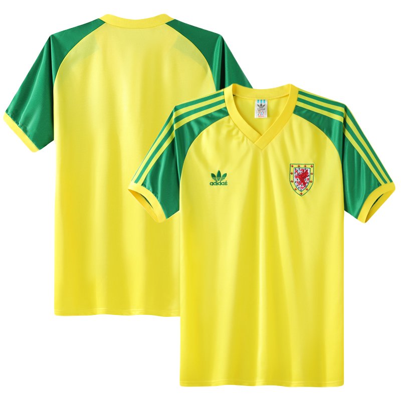 Away Fotballdrakter Wales Bortedrakt 1982 Retro Gul Kortermet - Herre