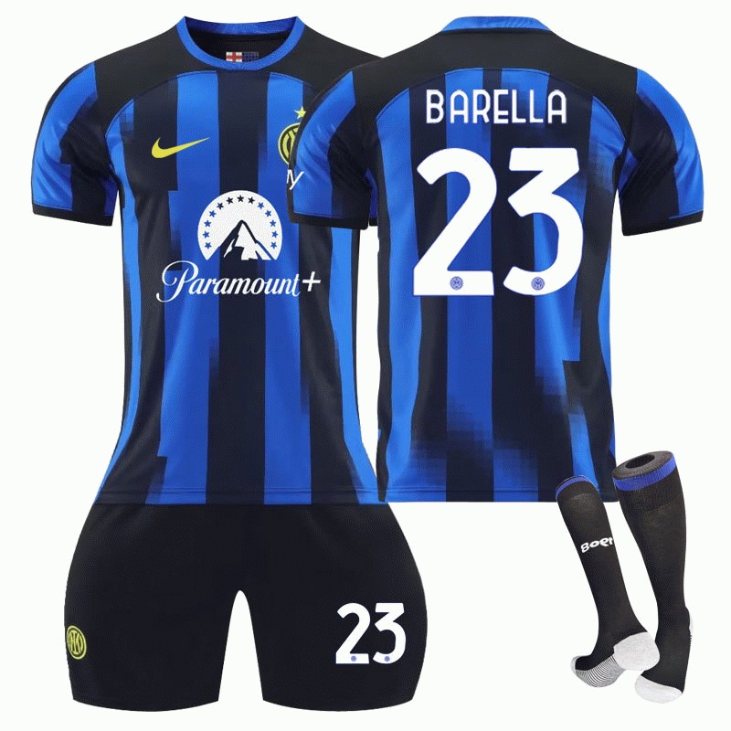 BARELLA #23 Inter Milan Hjemmedrakt 2023-2024 Herre Kortermet + Korte bukser