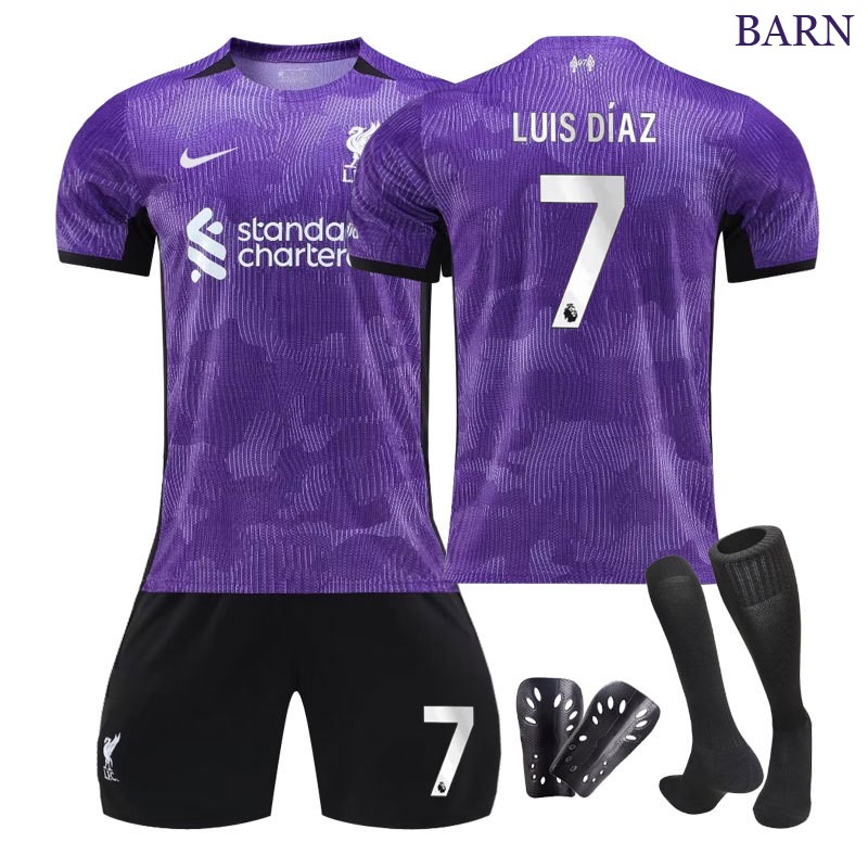 Barn Fotballdrakter Liverpool Third Kit 2023/24 Kortermet + Korte bukser Luis Diaz #7