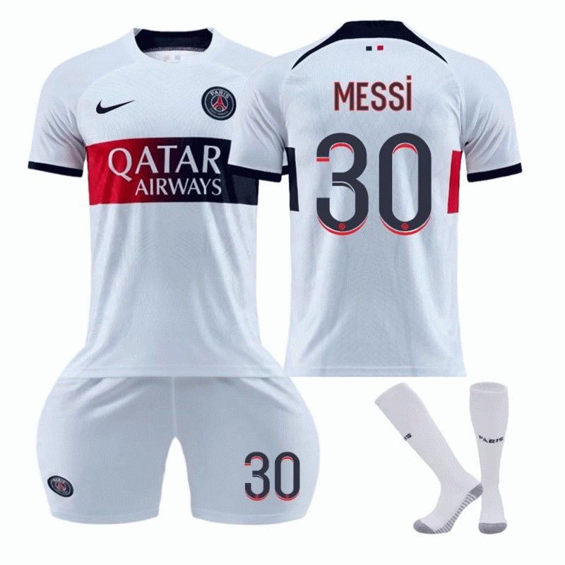 Billige PSG Bortedrakt Paris Saint-Germain 2023/24 Herre Kortermet + Korte bukser Messi #30