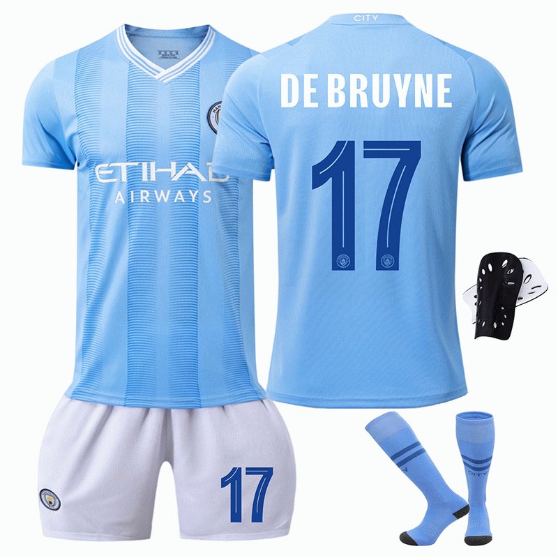 De Bruyne #17 Manchester City 2023/24 UEFA Champions League Barn Hjemmedrakt Kortermet