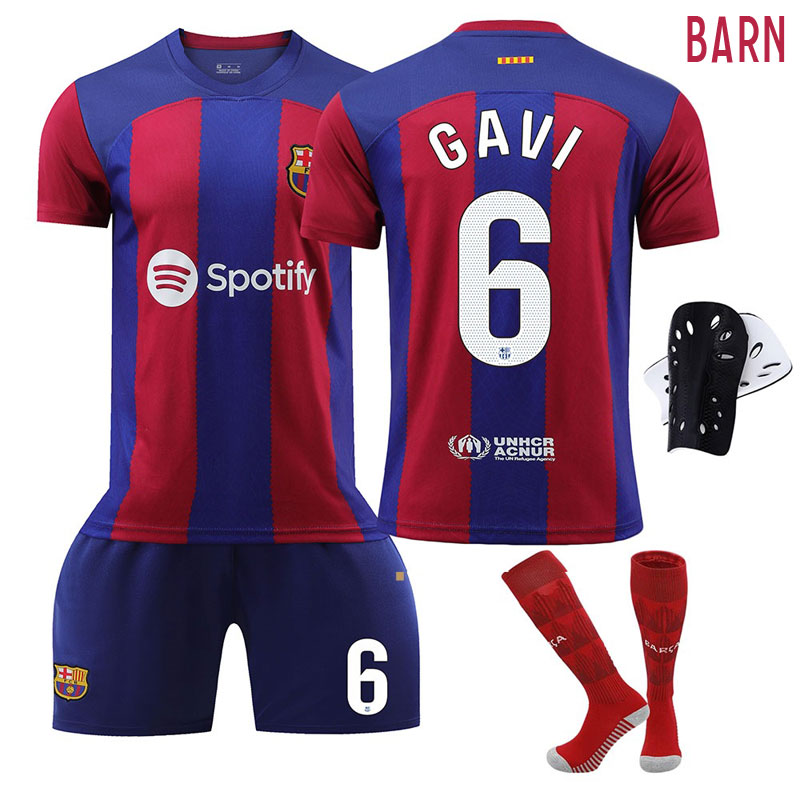 FC Barcelona Hjemmedrakt 2023/24 Barn Kortermet + Korte bukser Gavi 6