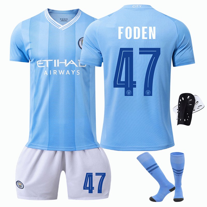 Foden #47 Manchester City 2023/24 UEFA Champions League Barn Hjemmedrakt Kortermet