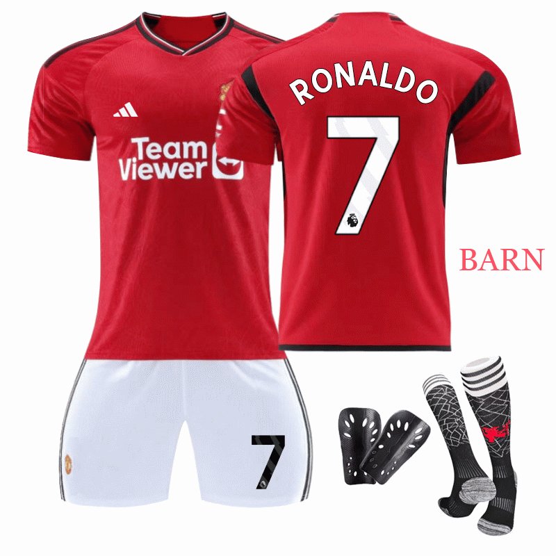 Fotballdrakt Barn Manchester United Hjemmedrakt 23/24 Kortermet + Korte bukser Ronaldo #7