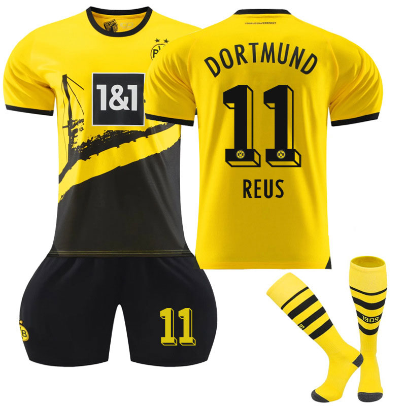 Fotballdrakter Herre Dortmund Hjemmedrakt 23/24 Gul Kortermet + Sort Korte bukser Reus #11