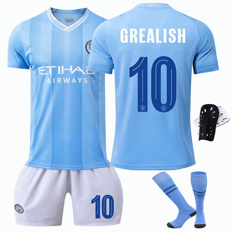 Grealish #10 Manchester City 23/24 UEFA Champions League Hjemmedrakt Barn Kortermet