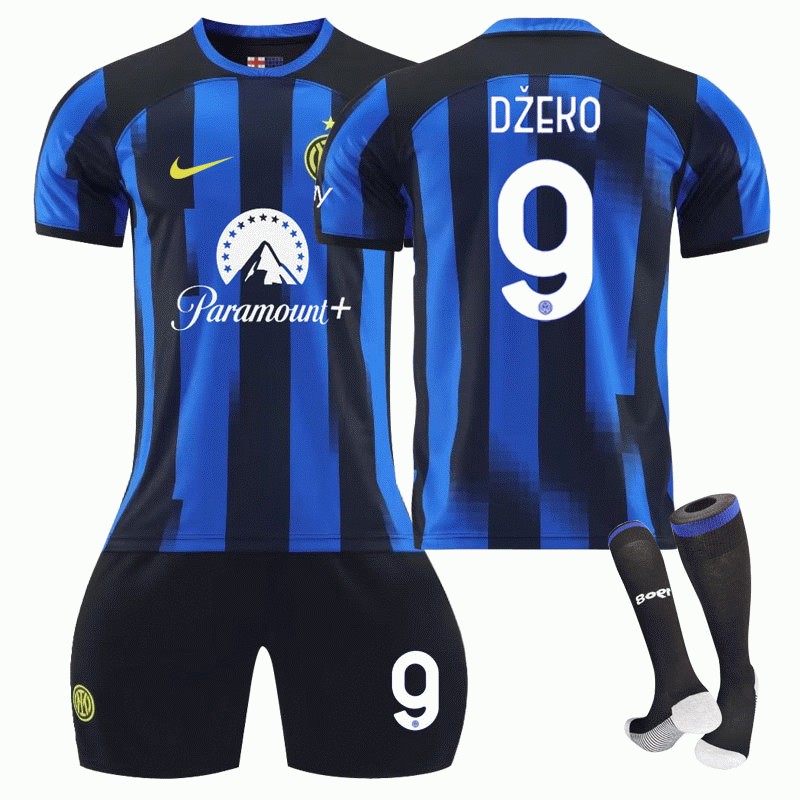 Inter Milan Džeko #9 Hjemmedrakt 2023/24 Herre Kortermet + Korte bukser