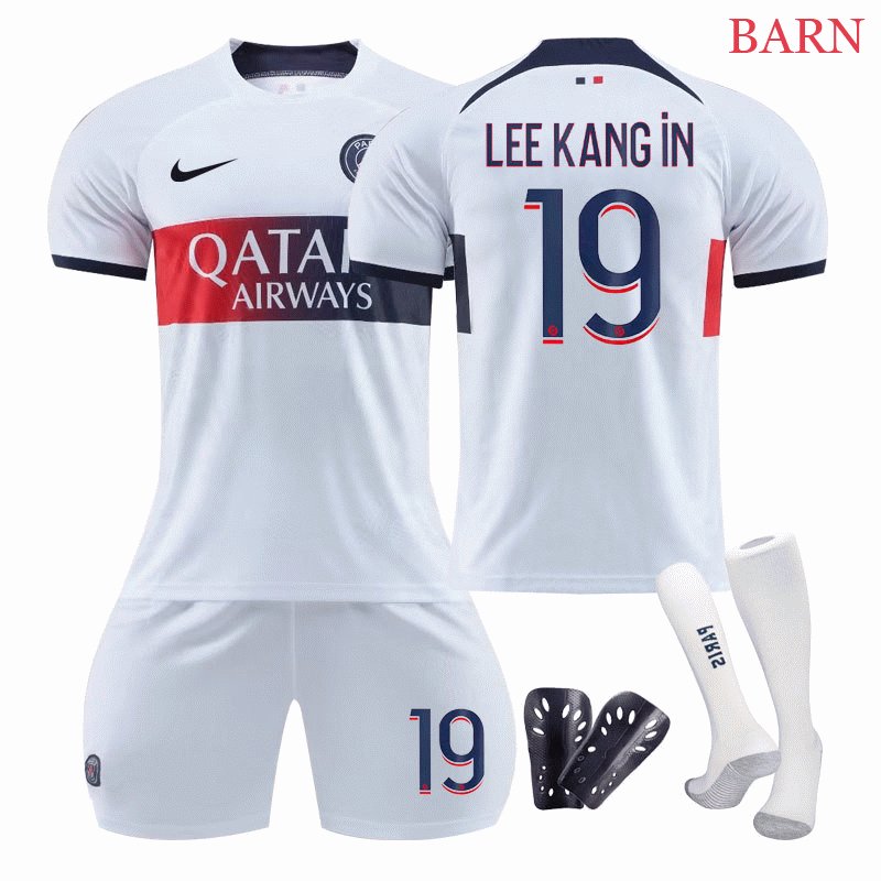 Lee Kang-in #19 Paris Saint-Germain Bortedrakt 23/24 Barn Kortermet + Korte bukser