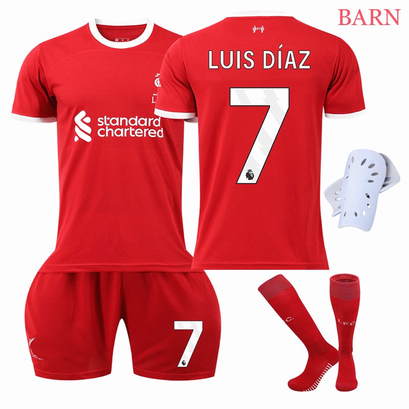 Liverpool FC Luis Diaz #7 Hjemmedrakt 2023/24 Barn Kortermet + Korte bukser