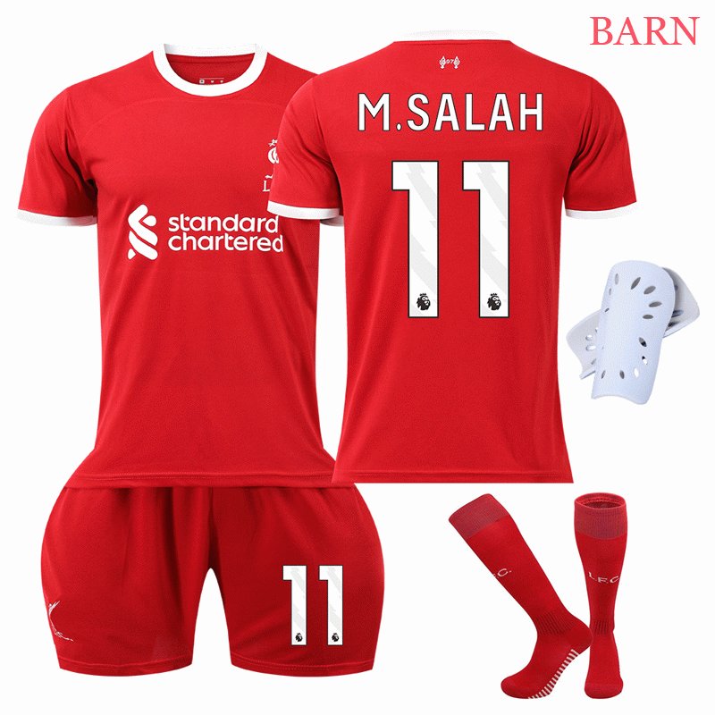 M.SALAH #11 Liverpool FC Hjemmedrakt 23/24 Barn Kortermet + Korte bukser