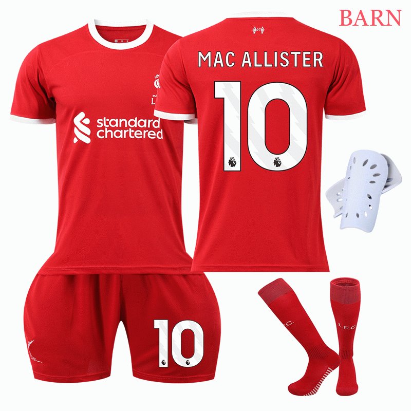 Mac Allister #10 Liverpool FC Hjemmedrakt 2023-2024 Barn Kortermet + Korte bukser