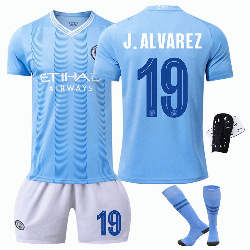 Manchester City 2023/24 UEFA Champions League Barn Hjemmedrakt Kortermet - J.Alvarez 19