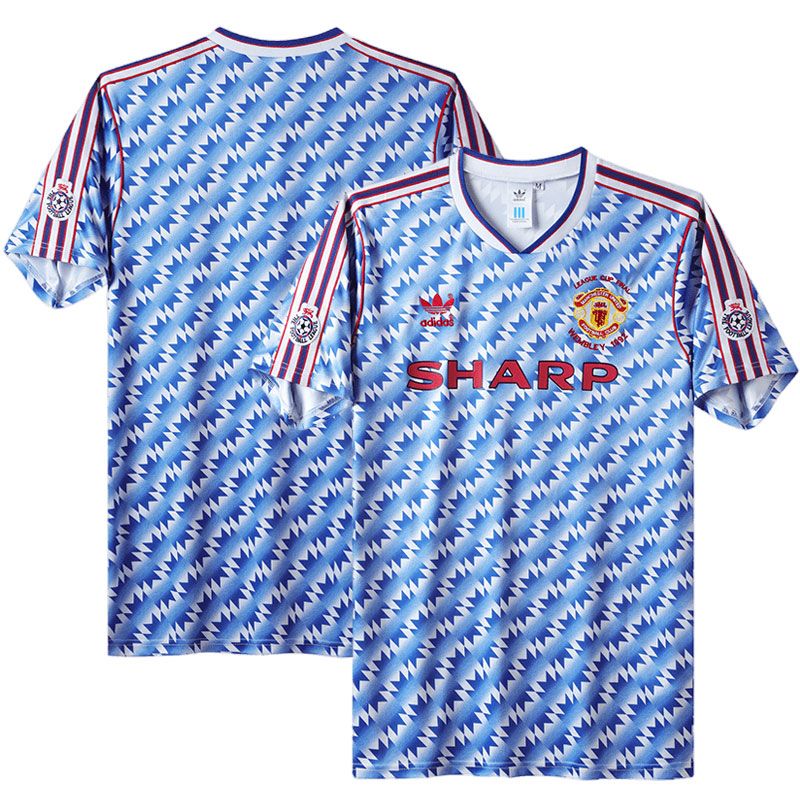 Manchester United 1992 League Cup Final Shirt Premier Retros Herre Kortermet Blå Bortedrakt