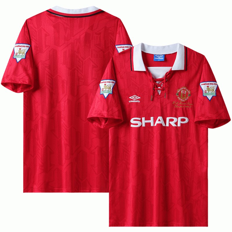 Manchester United Hjemmedrakt 1992-1993 Premier League Champions Herre Retro Kortermet
