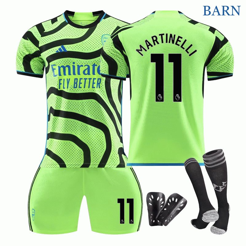 Martinelli #11 Arsenal Bortedrakt 23/24 Grønn Kortermet + Korte bukser Barn