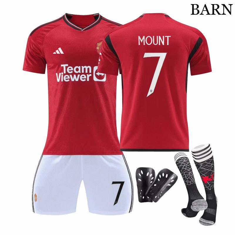 Mount 7 Manchester United Cup Hjemmedrakt 2023/24 Barn Kortermet + Korte bukser
