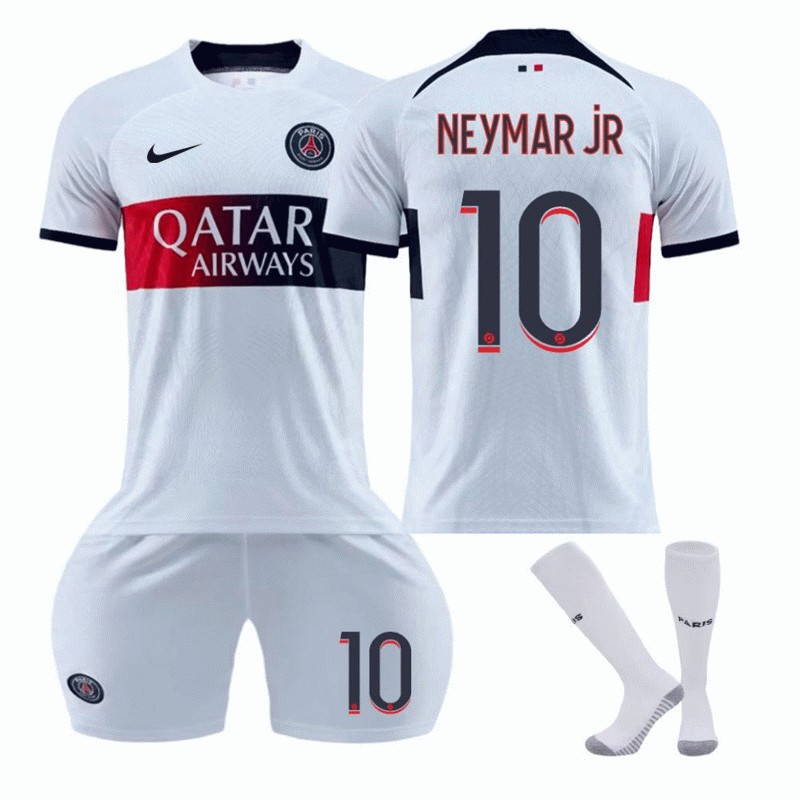 Paris Saint-Germain Herre Bortedrakt 2023/24 Hvit Kortermet + Korte bukser Neymar JR #10