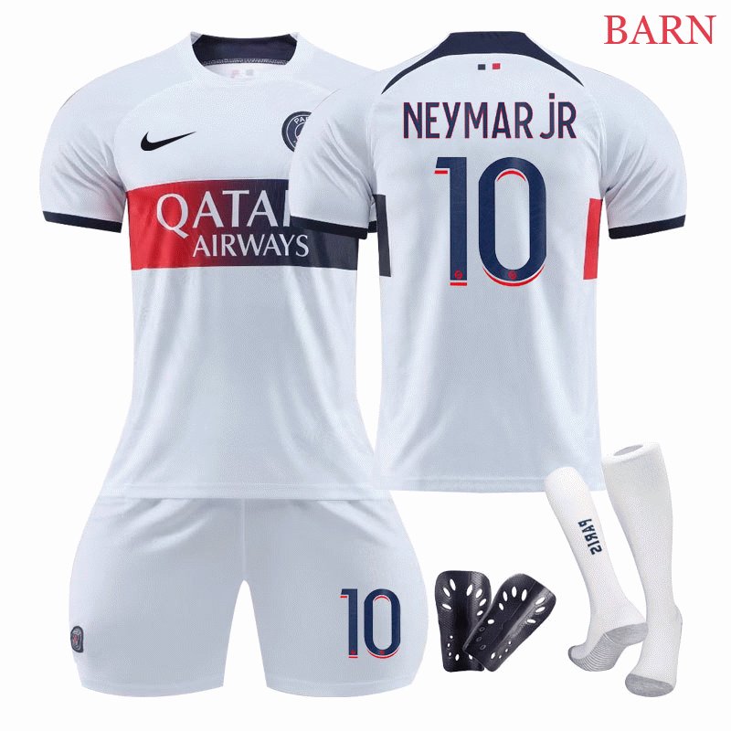 Paris Saint-Germain Neymar JR #10 Bortedrakt 2023/24 PSG Kortermet + Korte bukser Barn