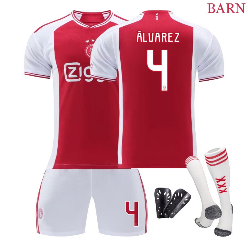 AFC Ajax Álvarez #4 Hjemmedrakt 2023/24 Barn Kortermet + Korte bukser