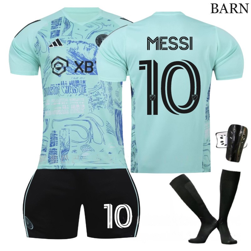 Barn Fotballdrakt 2023 Inter Miami CF One Planet Kortermet + Korte bukser Messi 10