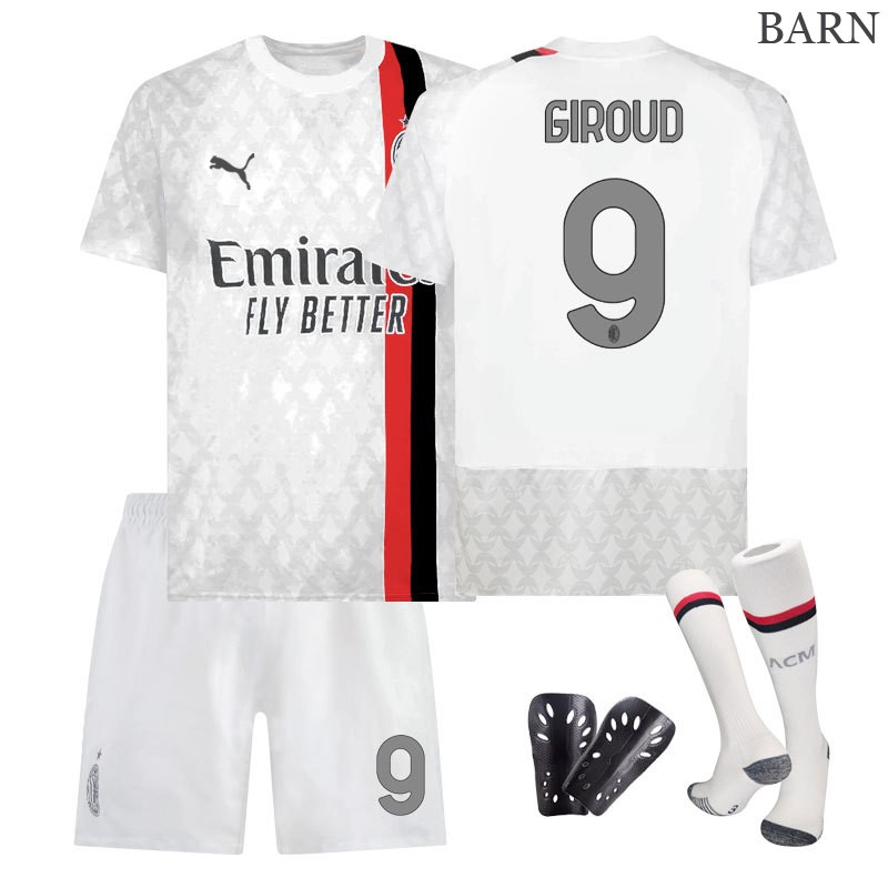 Giroud 9 AC Milan Bortedrakt 2023/24 Barn Kortermet + Korte bukser