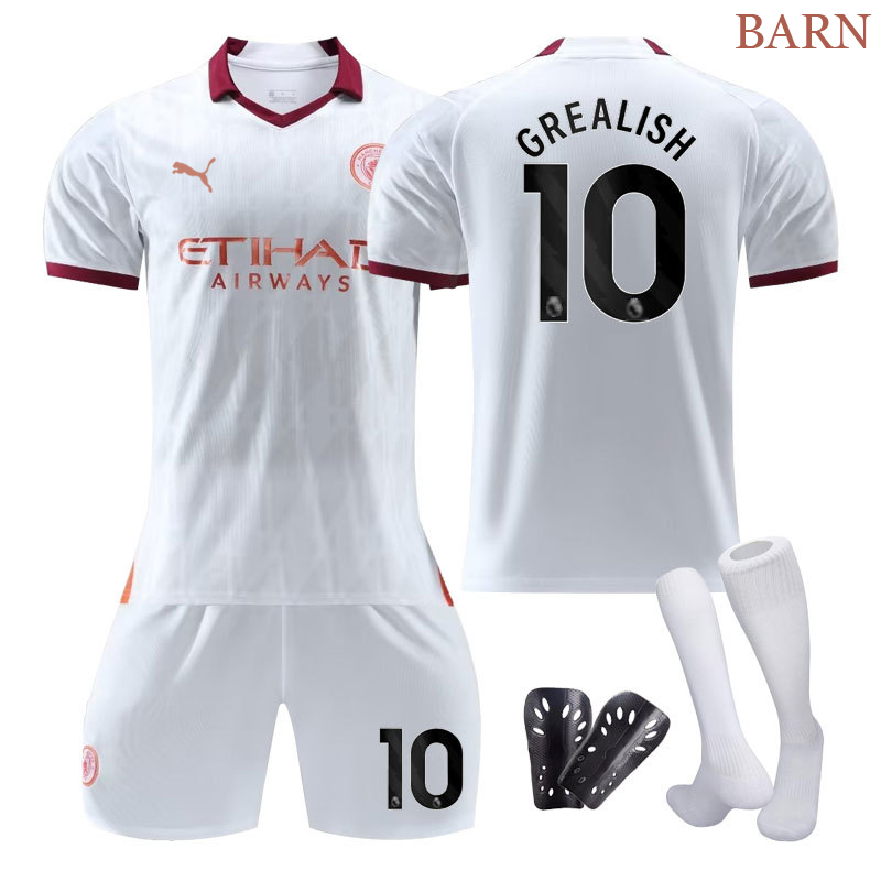 Grealish 10 Manchester City Bortedrakt 2023-2024 draktsett fotball til barn