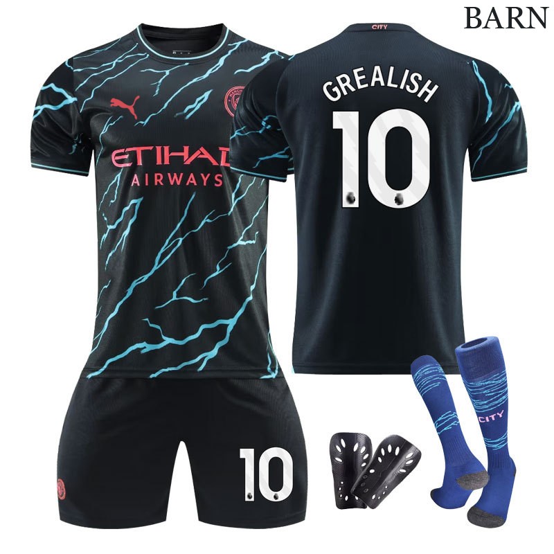 Grealish 10 Manchester City Tredjedrakt 2023/24 Barn Kortermet + Korte bukser