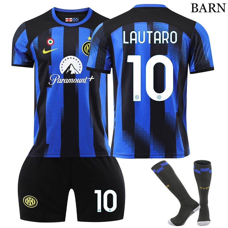 Lautaro 10 Inter Milan Hjemmedrakt 2023/24 Barn Kortermet + Korte bukser