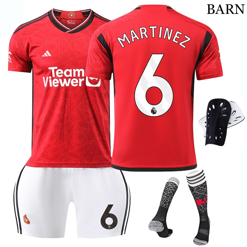 Martinez 6 Manchester United Barn Hjemmedrakt 23/24 Kortermet + Korte bukser