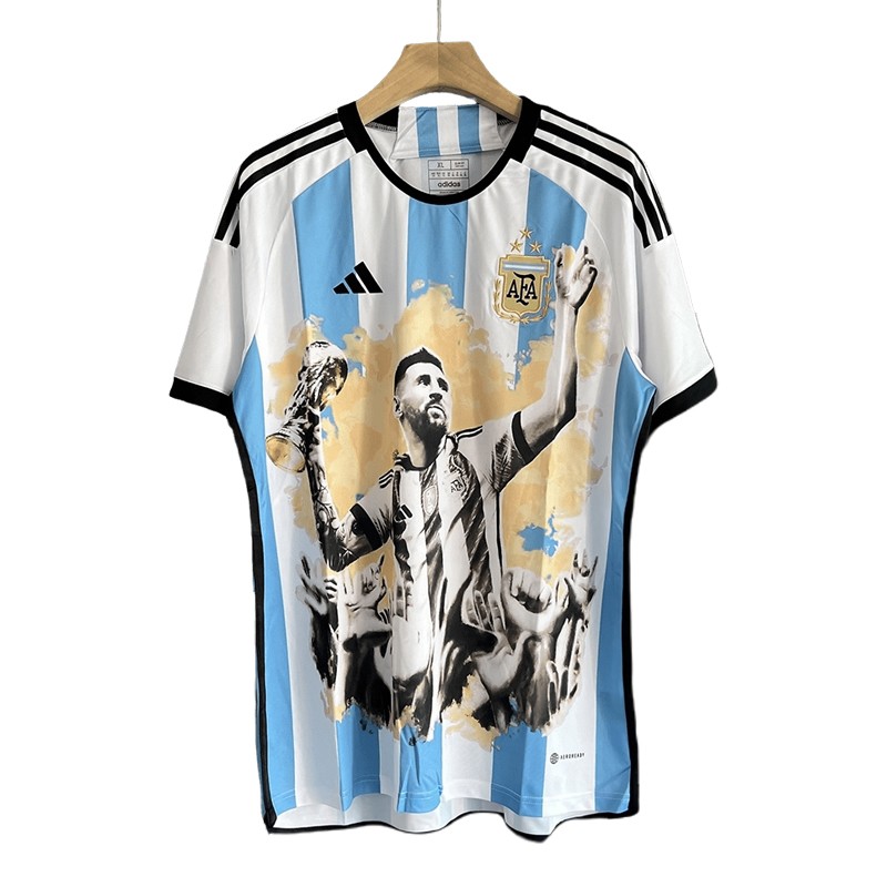 Messi 10 Argentina VM 2022 hjemme mester konsept trøye