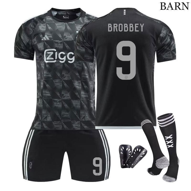 AFC Ajax Barn Tredjedrakt 2023/24 Svart Kortermet + Korte bukser Brobbey 9