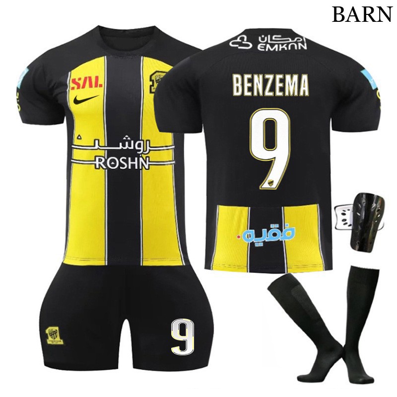 Al-Ittihad Hjemmedrakt 23/24 Barn Kortermet + Korte bukser Benzema 9