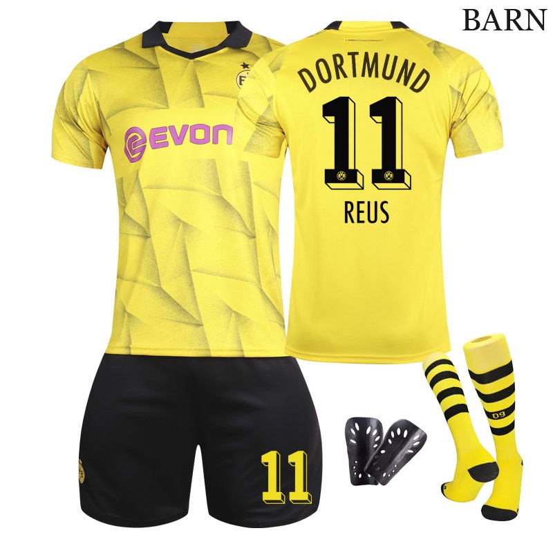 Barn Borussia Dortmund Tredjedrakt 2023/24 Gul Kortermet + Korte bukser Reus 11