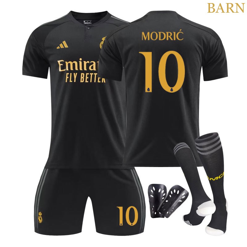 Barn Real Madrid Modrić 10 Tredjedrakt 2023/24 Sort Kortermet + Korte bukser