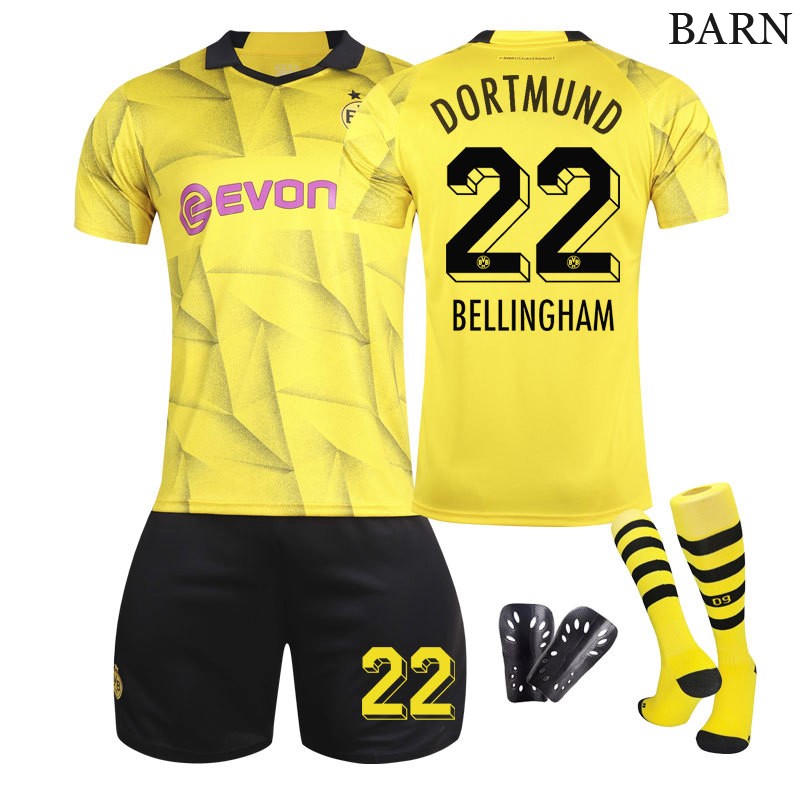 Bellingham 22 Borussia Dortmund Barn Tredjedrakt 23/24 Gul Kortermet + Korte bukser