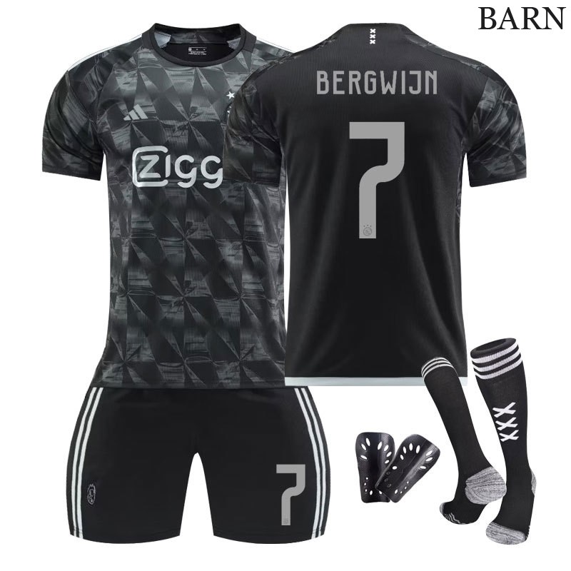 Bergwijn 7 AFC Ajax Barn Tredjedrakt 2023/24 Svart Kortermet + Korte bukser