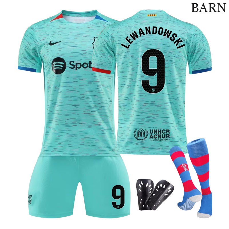 FC Barcelona Lewandowski 9 Tredjedrakt 2023/24 Kortermet + Korte bukser til barn
