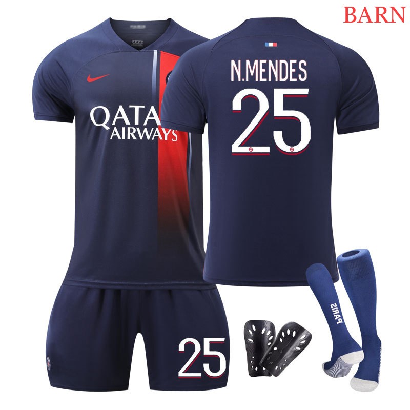 N.Mendes 25 Paris Saint Germain Hjemmedrakt 23/24 Barn Kortermet + Korte bukser