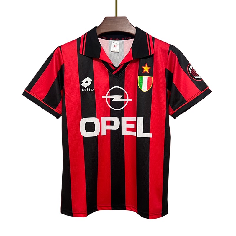 AC Milan 96/97 Hjemme Retro Fotballdrakter Rød Svart Kortermet Herre