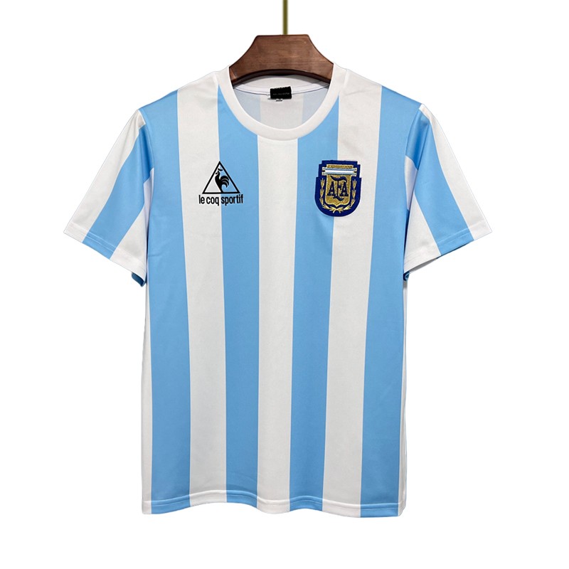 Argentina Hjemmedrakt VM 1986 Hvit Blå Kortermet Retro drakt