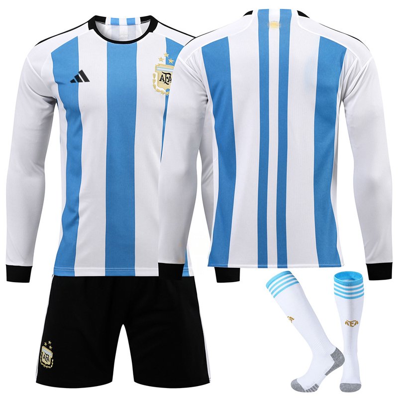 Billige Fotballdrakter Argentina Hjemmedrakt 2022/23 Langermet + Korte bukser