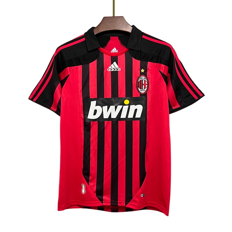 Fotballdrakter Retro AC Milan Hjemmedrakt 2007/08 Rød Sort Kortermet - Herre